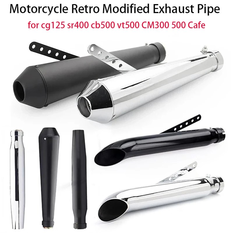 

For CG125 SR400 CB500 VT500 CM300 500 Cafe Universal Motorcycle Exhaust Muffler Retro Vintage Classic Electroplating Escap Moto