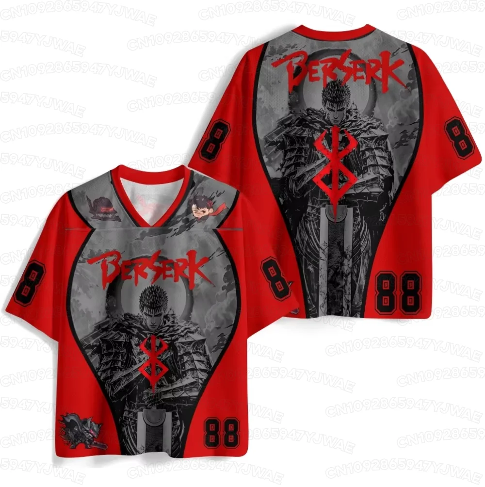 Summer Men's Women's Short Sleeve Tee Casual Berserk Guts Jersey Hot Anime Fans T-shirt Unisex Tops Y2K Jersey Tops