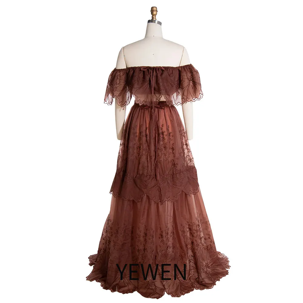 Elegance 2 Piece Set Lace Boho Beach Evening Dress for Photo Shoot Bohemian Maxi Dress YW240122