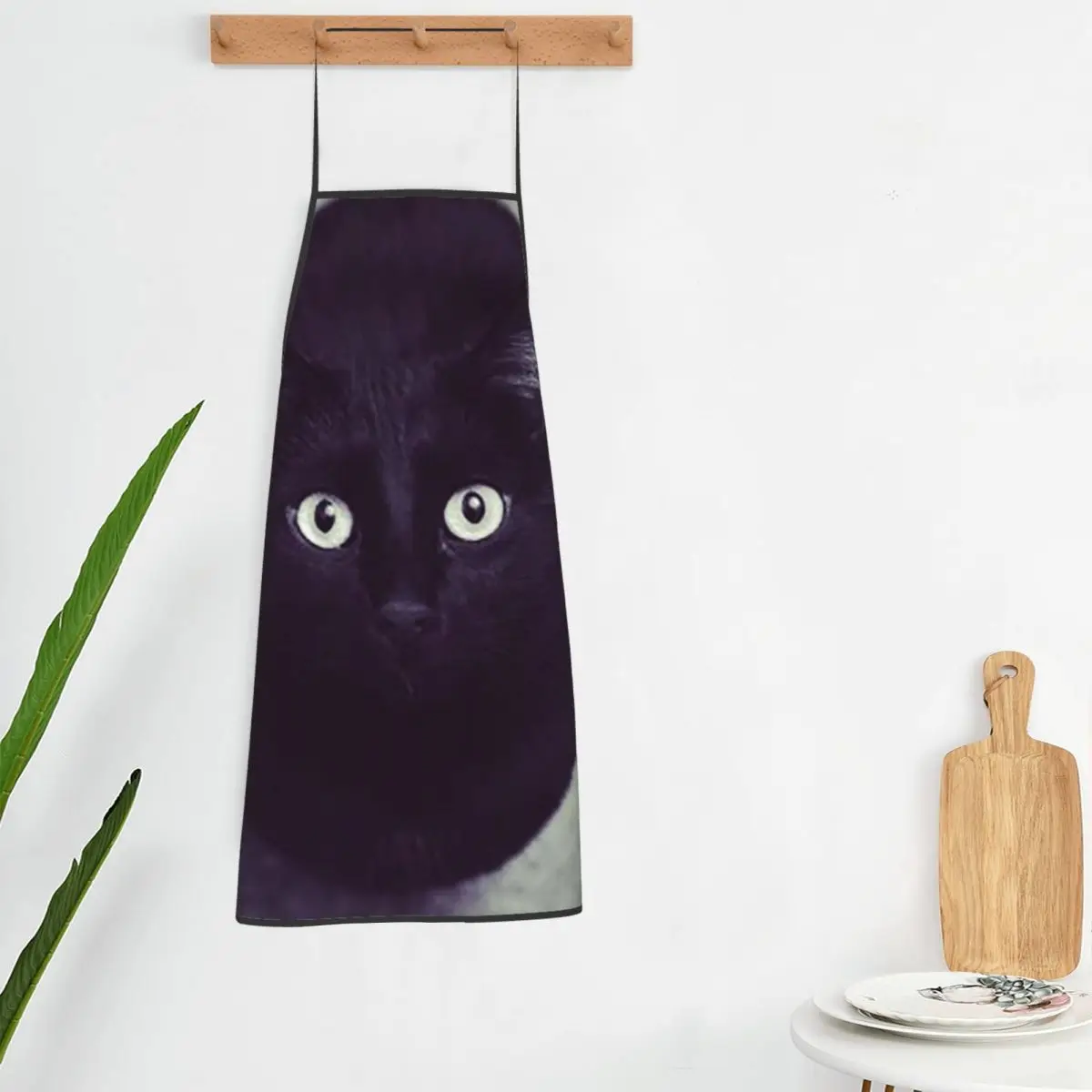 

Cartoon Cute Cat Black Printed Apron Chef Cooking Cuisine Tablier Bib Kitchen Cleaning Pinafore for Women Men Gardening