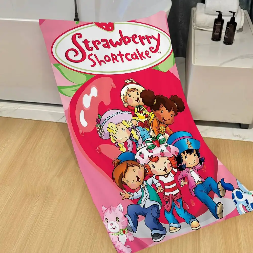 Strawberry S-Cute-S-Shortcake Anime Beach Swimming Towel Soft Absorbent Washcloth Children's Gifts For Kids Travel Camping Gym