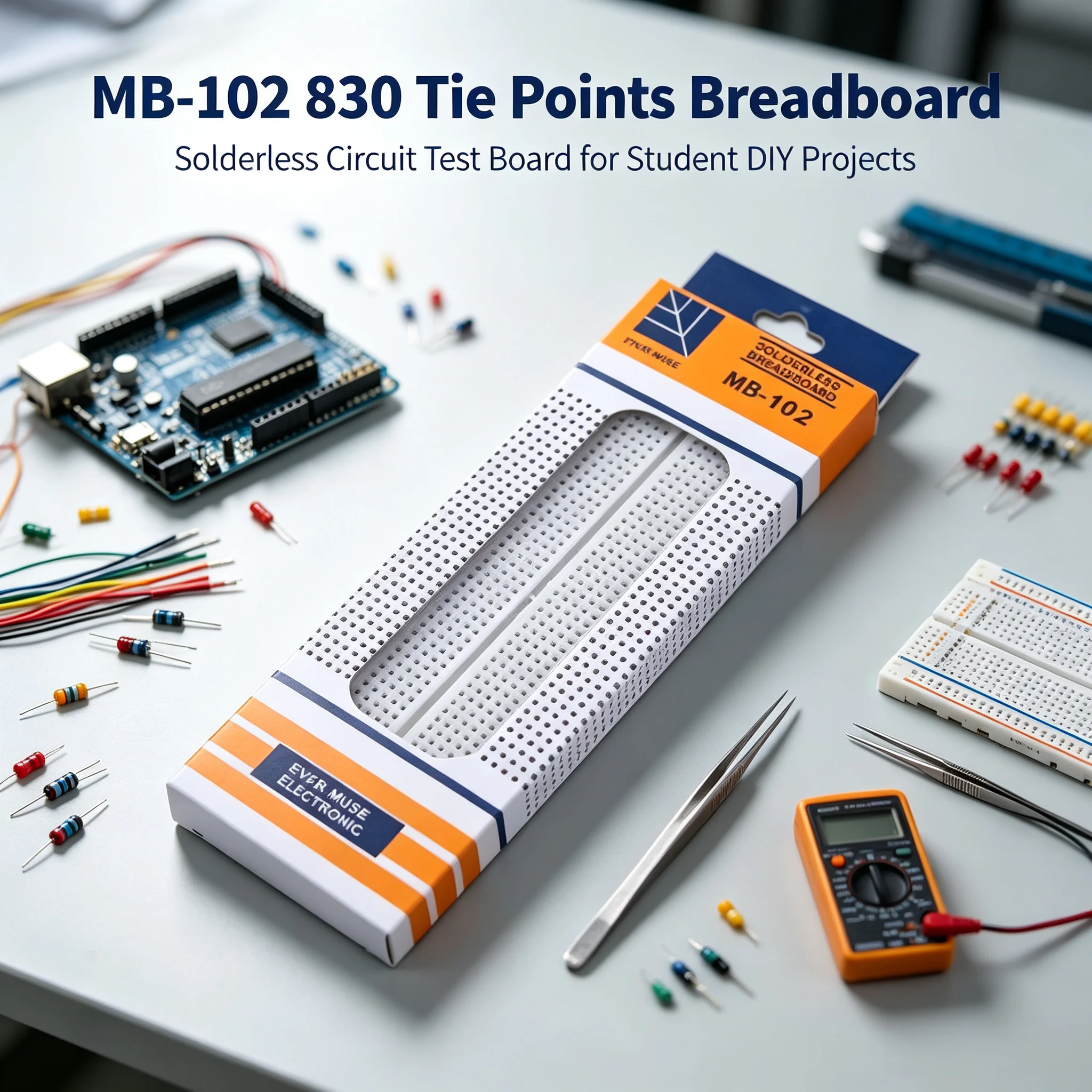 830 Holes MB-102 Breadboard Solderless Prototype Board 165x55x10MM Electronic Circuit Test Experiment Plate for Arduino Electron