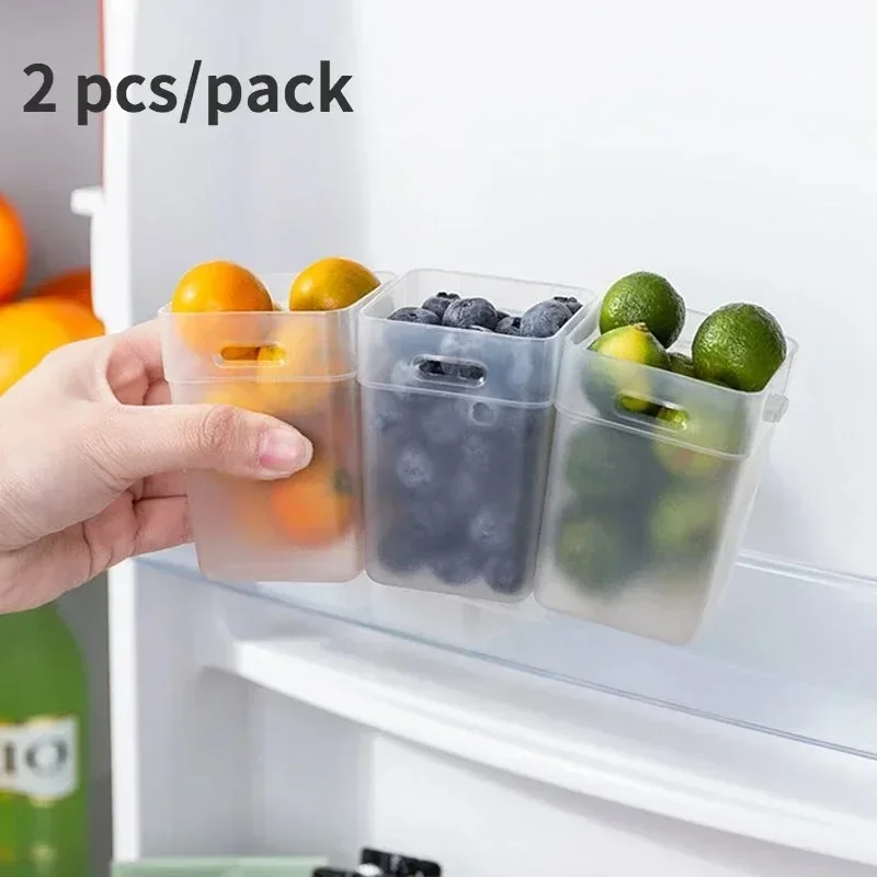 2PCS Refrigerator Organizer Bins Refrigerator Drawer Organizer Transparent Fridge Storage Bin Kitchen Organizers Seasoning