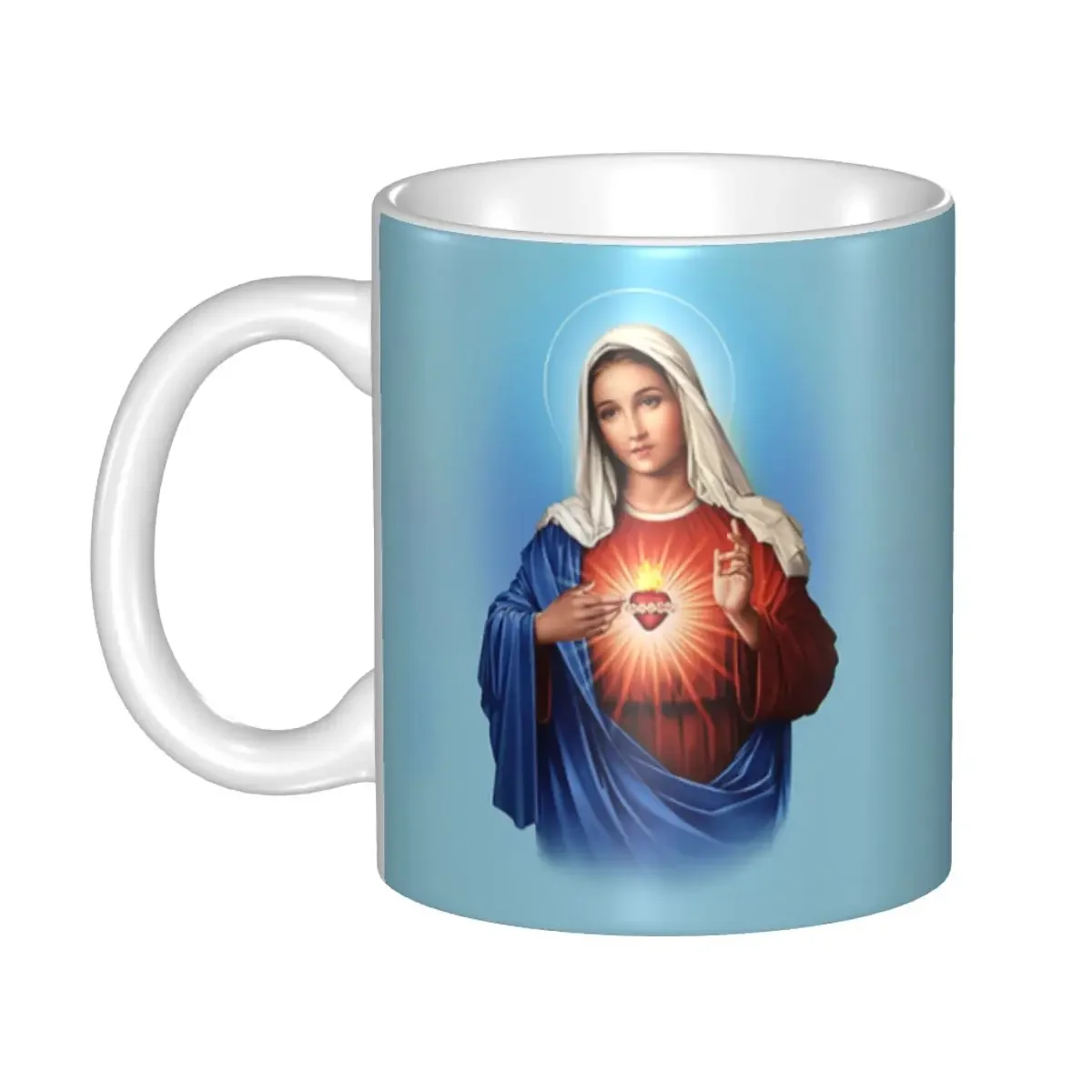 Personalized Catholic Virgin Mary Coffee Mugs DIY Our Lady of Guadalupe Ceramic Tea Milk Cup