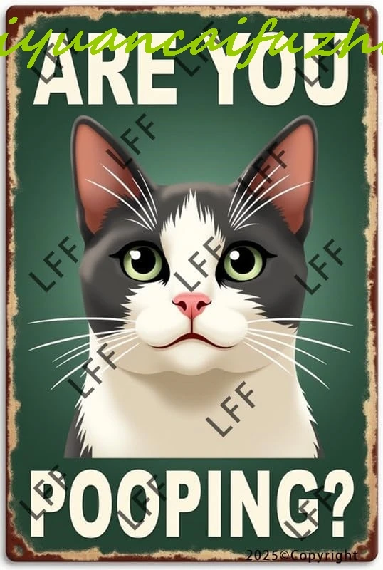 Letreros de Metal, decoración de pared Vintage, un gato blanco y negro con un bigote en su cara, decoración de pared Vintage para el hogar, baño, jardín, cocina