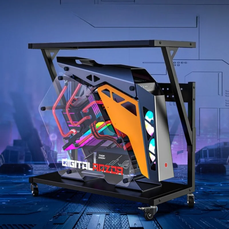 Metal Computer Case Bracket with Wheel Height Adjustable PC Cases Stand Gaming Computers Tower Organizer Holder Mid Towers Rack