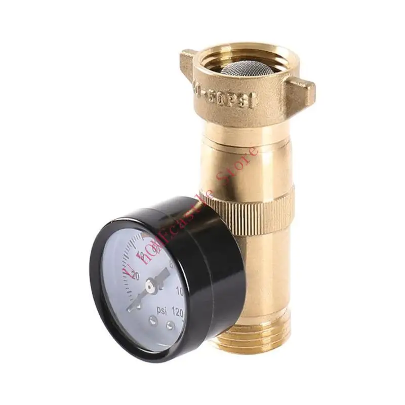 

63HF 3/4" Caravans Trailers Pressure Reducer Valves with Gauge Water Pressure Regulator Valves for Garden Hose Travel Trailer