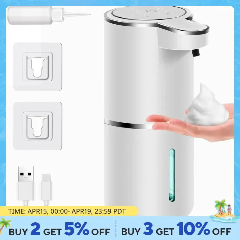 Automatic Soap Dispenser Touchless Foaming Soap Dispenser 380ml USB Rechargeable Electric 4 Level Adjustable Foam Soap Dispenser