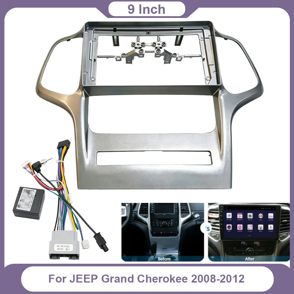 

9 Inch Car Radio Fascia Frame For Jeep Grand Cherokee 2008-2012 Dashboard Stereo Install Trim Panel Mount Kit Bezel Set
