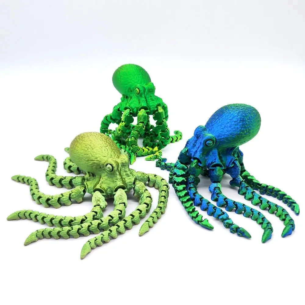 Vibrant Color 3D Printed Octopus Figurine Jointed Body 3D Printed Jointed Body Figurine Versatile Design Animal Simulation Model