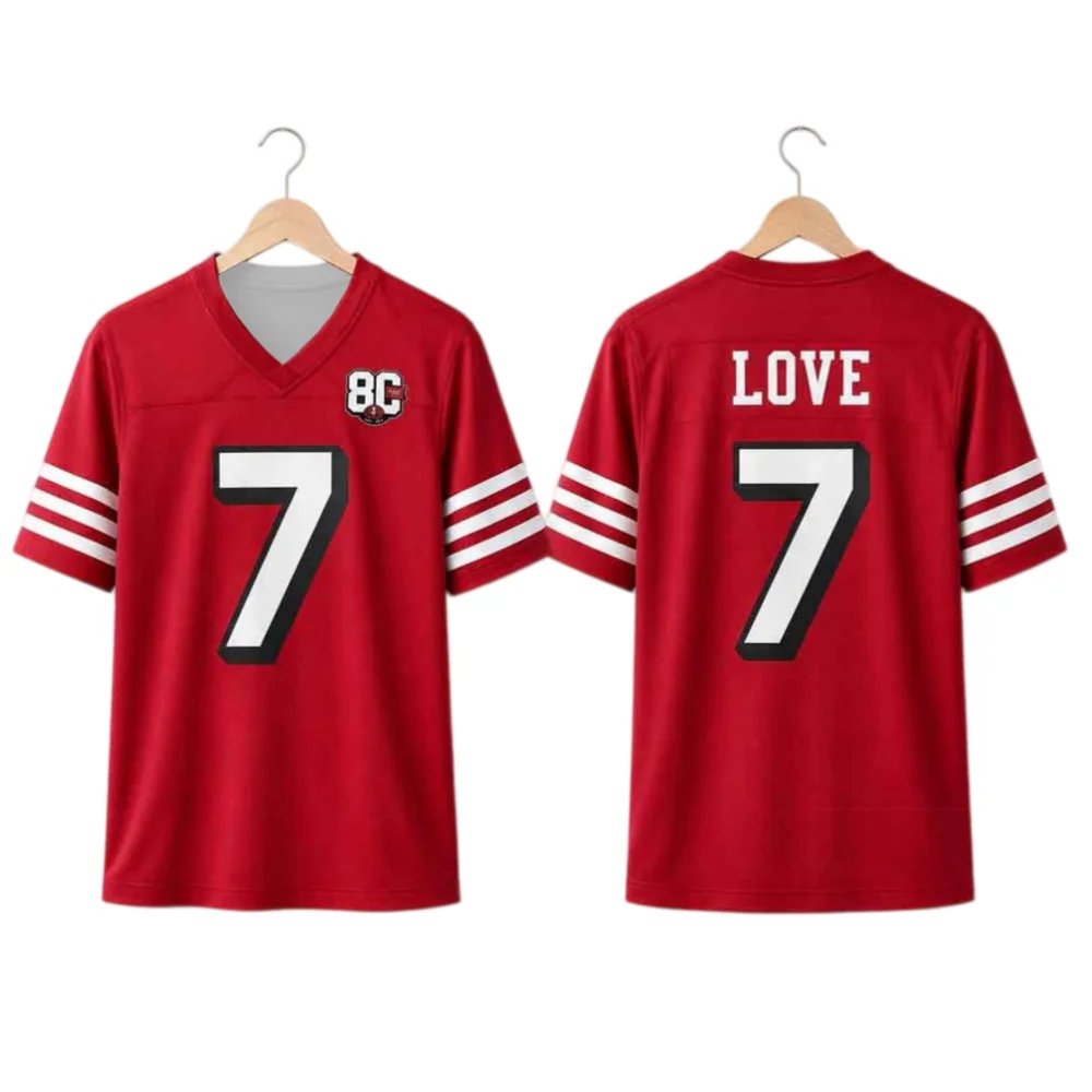 2026 Hot San Francisco Daejon Love #7 Red Football Jersey V-Neck Short Sleeve Breathable Casual Sports T-Shirt Family Matching