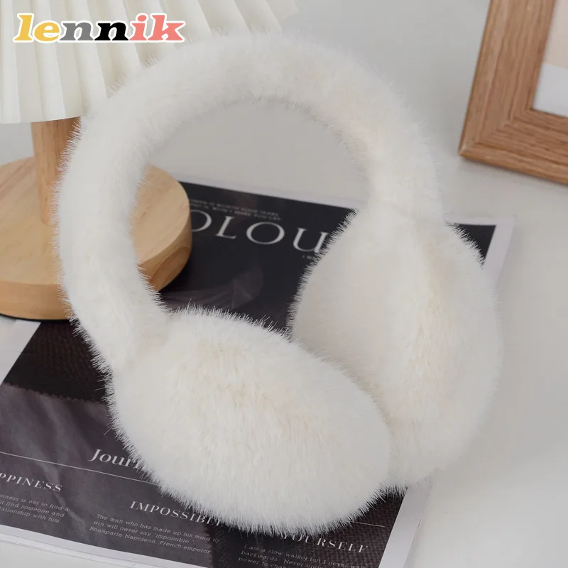 أغطية أذن شتوية من فرو المنك الصناعي، تدفئة أذن جديدة دافئة للرجال والنساء، أغطية أذن قطيفة مقاومة للبرد، حماية يومية في الهواء الطلق