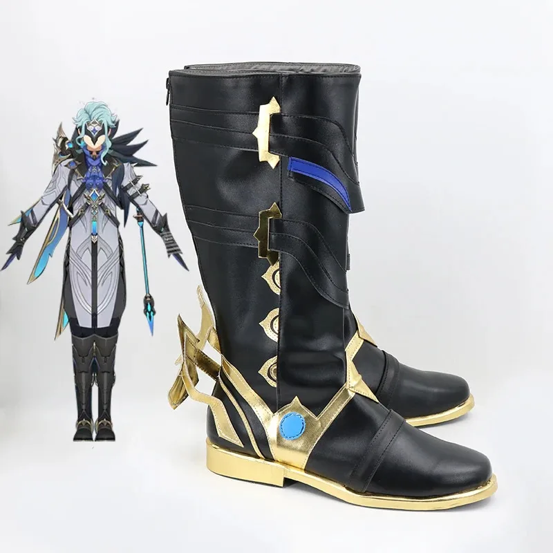 

qq34New Game Genshin Impact Snezhnaya Fatui Dottore Cosplay Boots Shoes Adult Halloween Party Costume Accessories