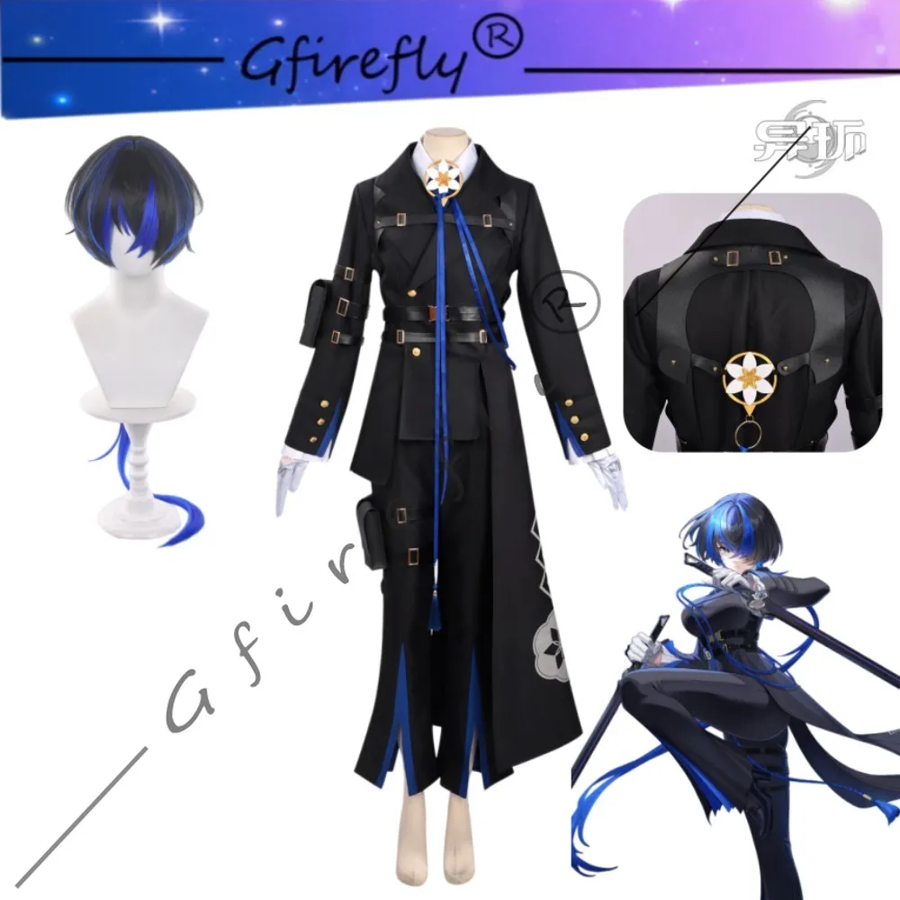 

Neverness To Everness Daphne Same Style Black Uniform Cosplay Costume Wig Gloves Adult Halloween Carnival Stage Performance Wear