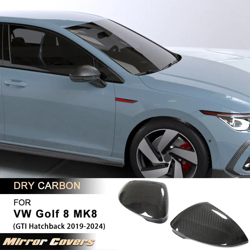 Car Rearview Mirror Covers Caps for VW Golf 8 MK8 GTI Hatchback 2019-2024 Add On Side Rear View Mirror Shell Prepreg Dry Carbon