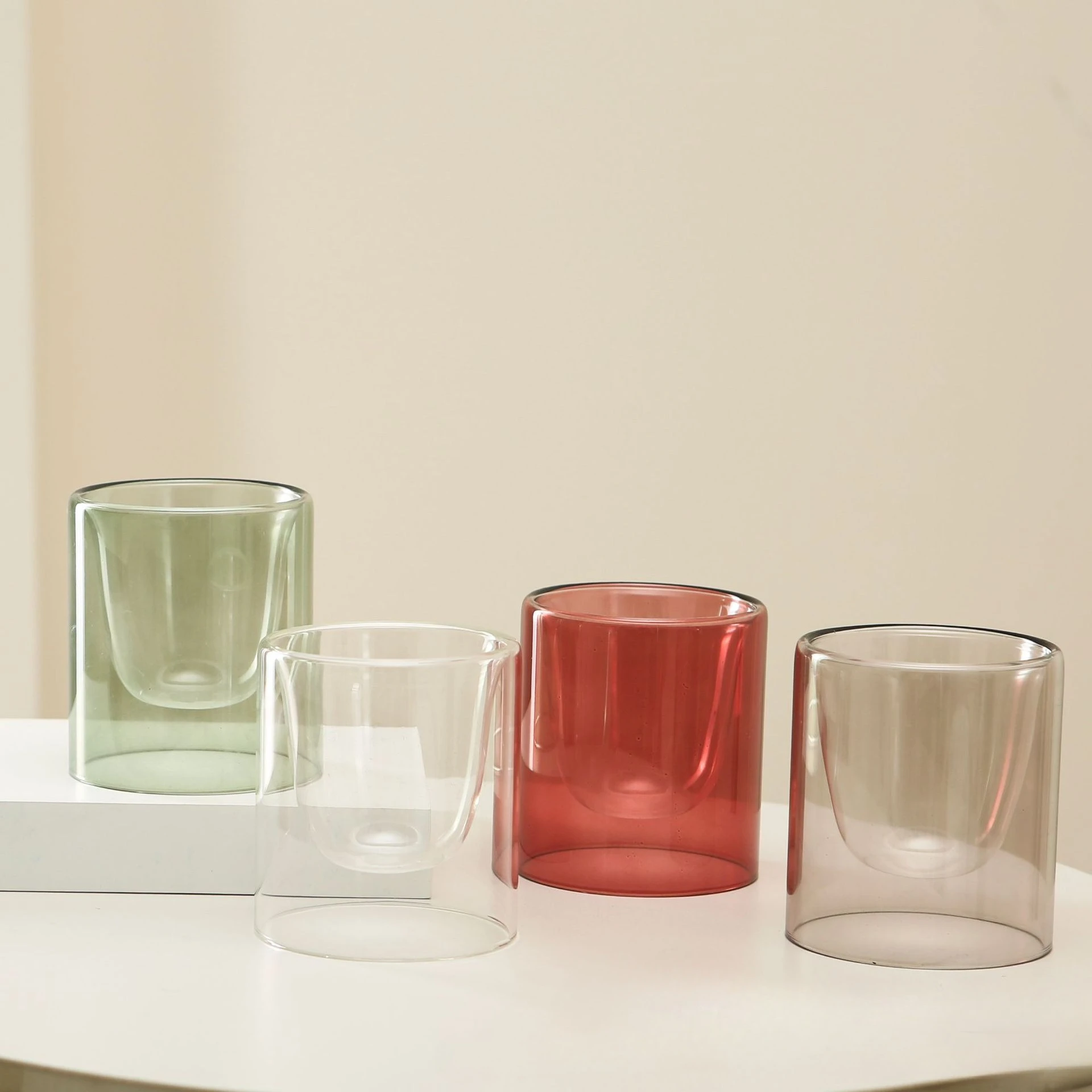 

Glass Candle Holder Double Layer Glass Candle Cup Glass Double-layer Heat-resistant Tea Wax Cup