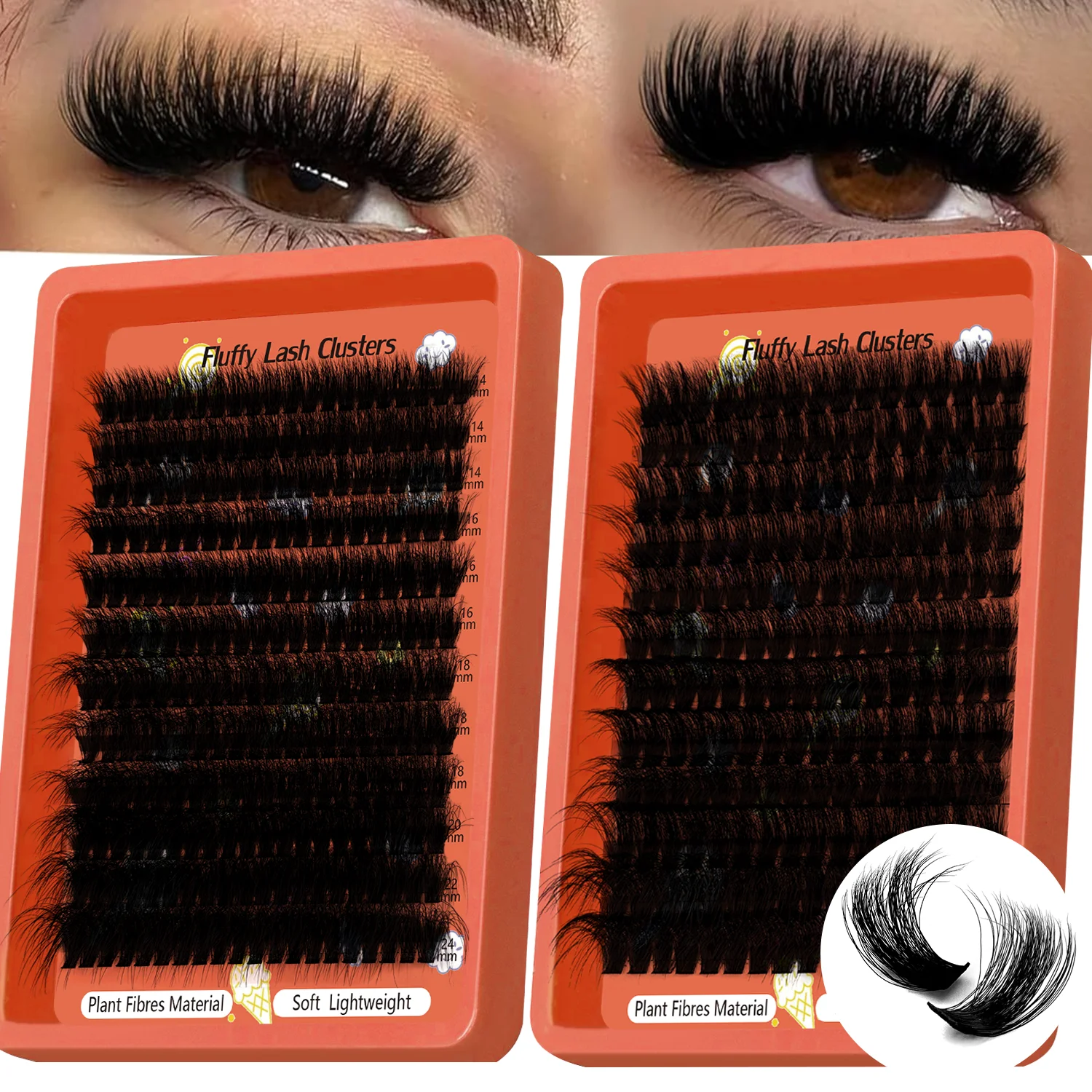 Clusters de cílios grossos 14-24mm de comprimento 80d100d extensões de cílios volume à prova dwaterproof água cílios individuais cílios postiços macios e finos