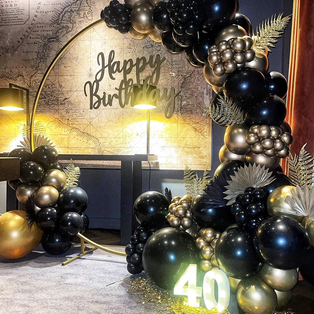 Black Gold Balloons Garland Kit Metallic Gold Balloon Arch Wedding Graduation Decor Baby Shower Birthday Party Decoration Globos