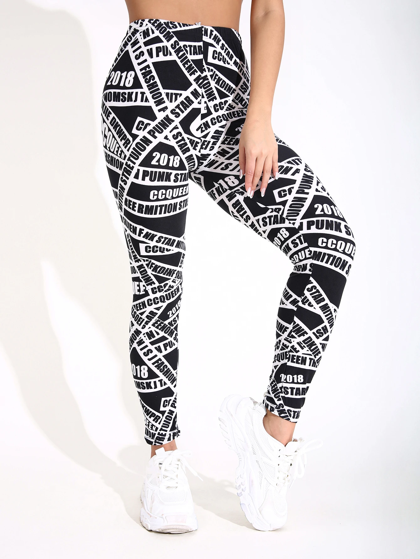 

CUHAKCI Autumn Winter 1PACK Women's Letter Cloth Strips Sexy Tight Legging Casual Sports Elegant Fitness Yoga Pants