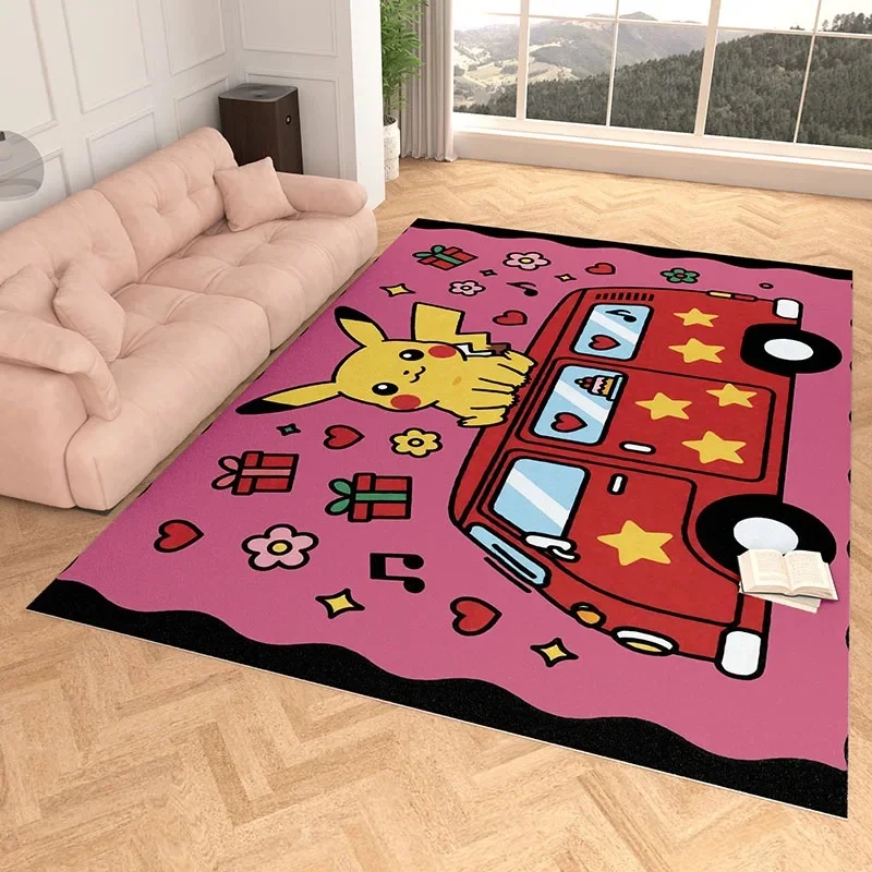 Area Rug, Faux Cashmere, Pikachu 3D Print, Soft Water Absorbent, Xmas Snowflake Living Room Decor Carpet