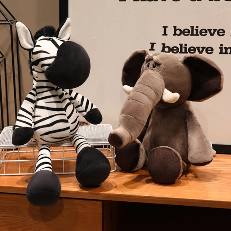 30/35/50 سنتيمتر لطيف الكرتون الحيوان ألعاب من القطيفة لينة محشوة الزرافة الفيل الراكون النمر القرد زيبرا الأسد استرضاء دمية الهدايا