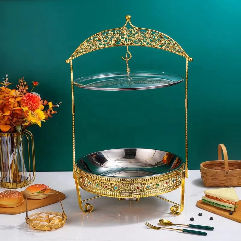 Luxury Restaurant Supplies Buffet Set Stainless Steel Food Warmer Custom Gold Chaffing Dishes