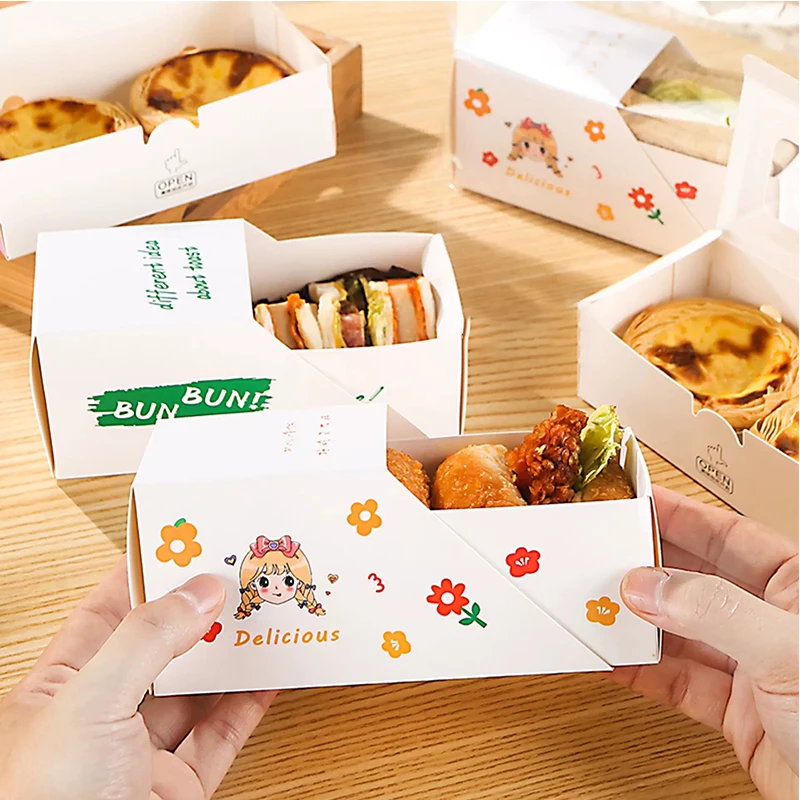 50Pcs Sandwich Box, Sandwich Wrapping Paper, Hamburger Bag, Portable Packaging, Reusable Toast Bread Box, Breakfast Box