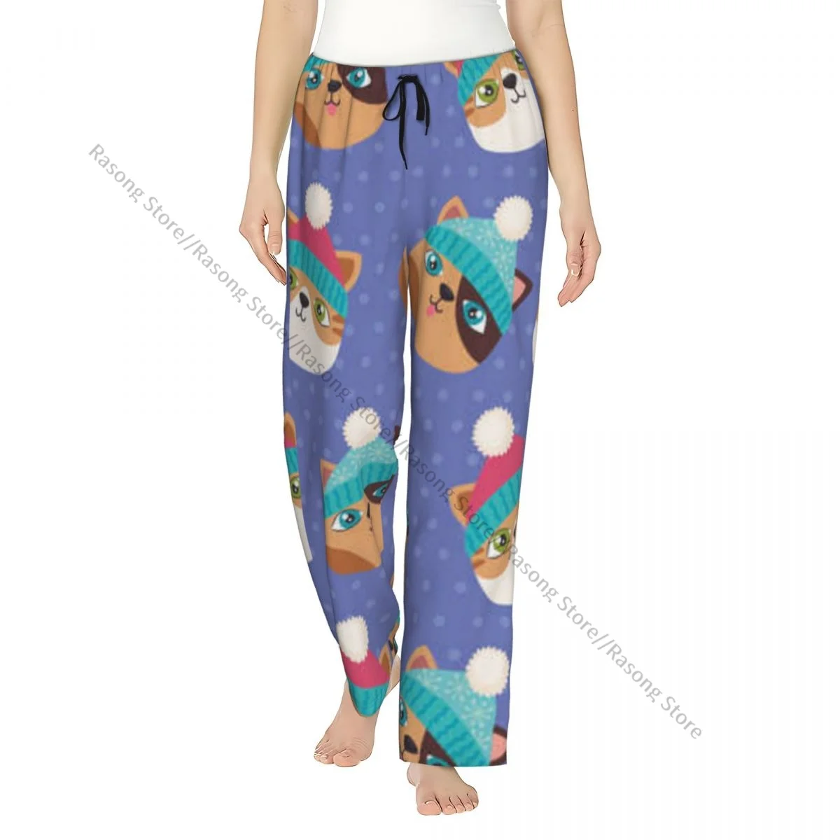 

Cute Christmas Cats Pattern Pajama Pants for Women Soft Sleep Pants with Elastic Waistband