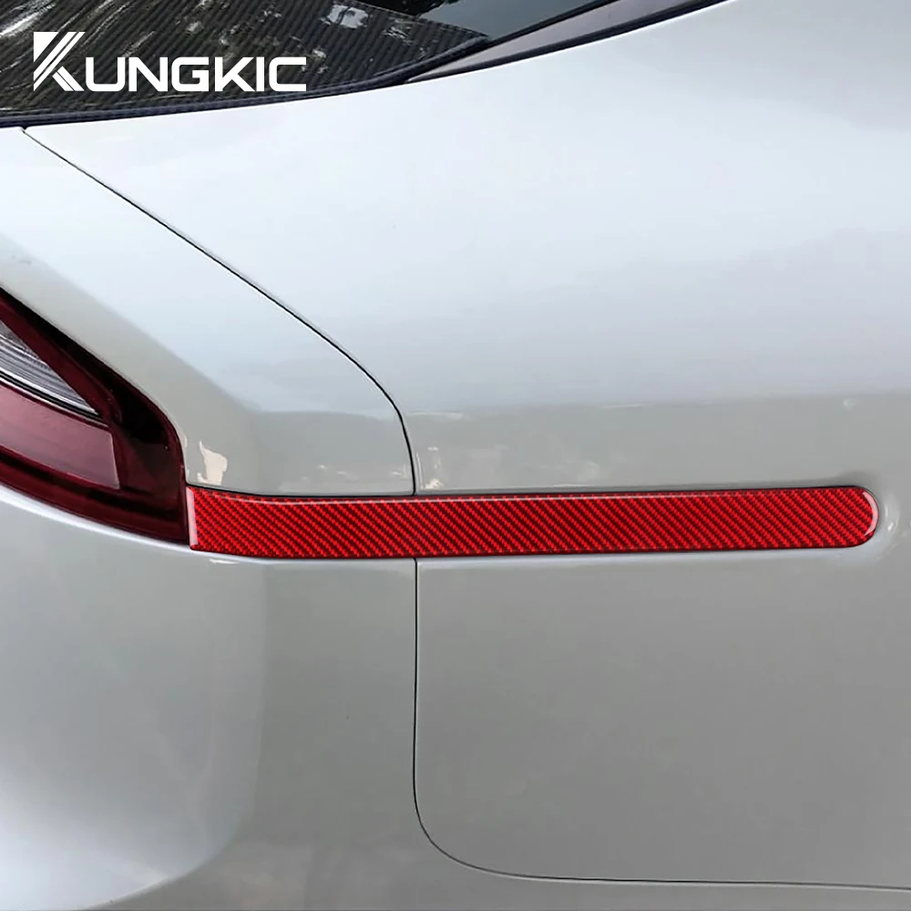 Real Soft Carbon Fiber Sticker For Kia Stinger CK 2019 2020 2021 2022 2023 LHD RHD Car Rear Brake Light Strip Trim Accessories view 2