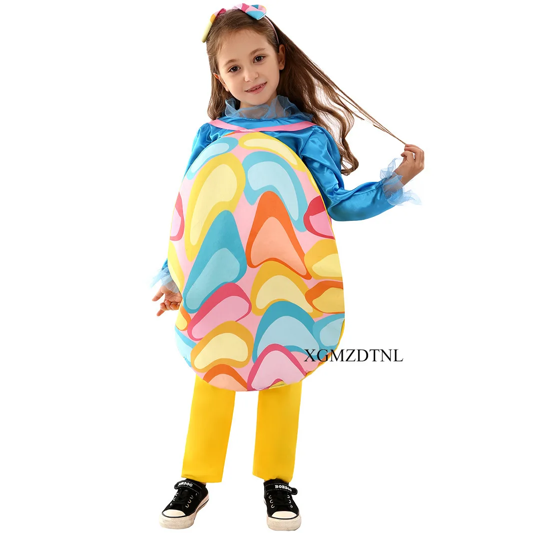 

2024 Easter New Easter Egg Role Play Cos Dress Children's Set Campus Festival Funny Cute Stage Performance Cosplay Costume