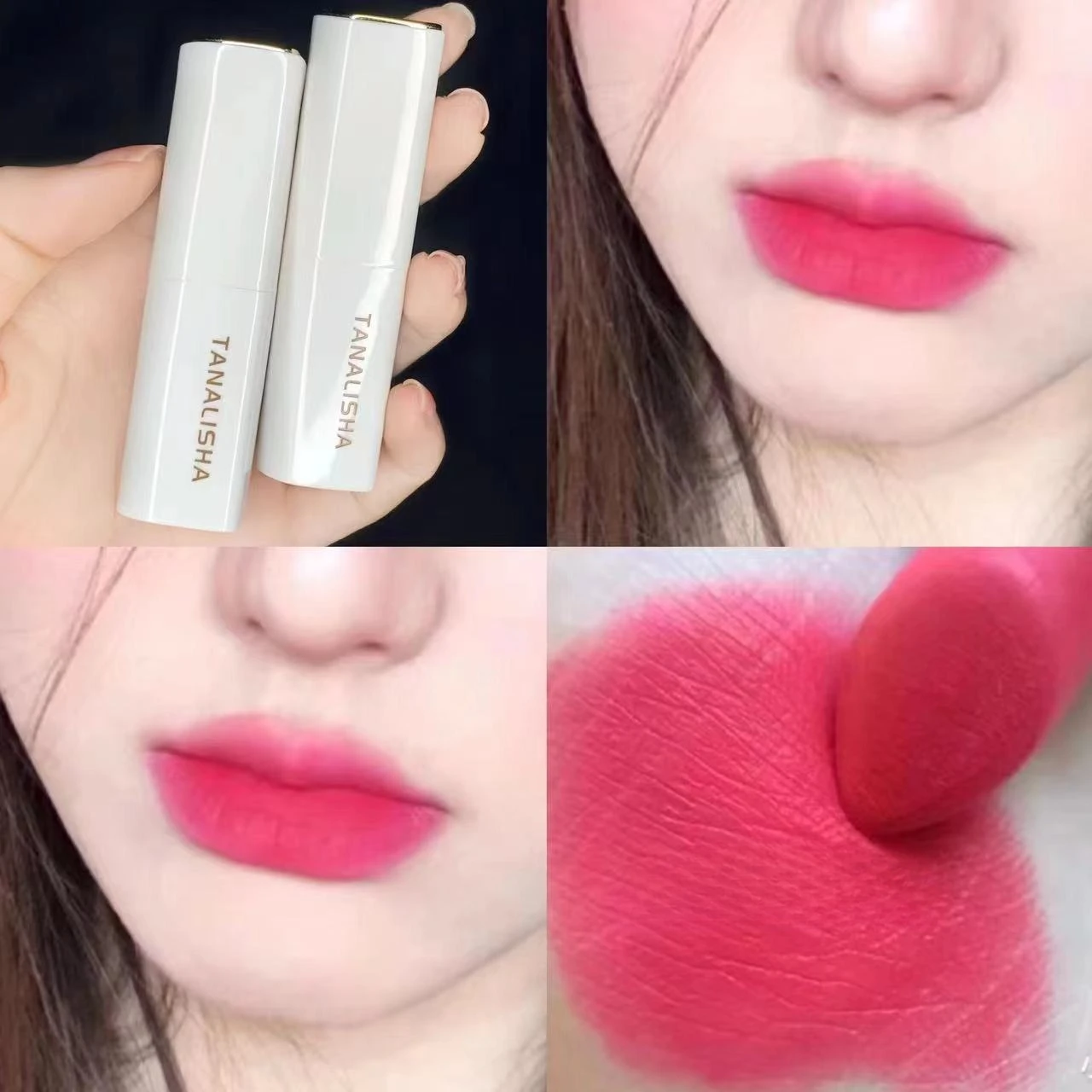 

Peach pink matte lipstick velvet matte surface enhance complexion moisturize easy to color long-lasting rose wood lipstick