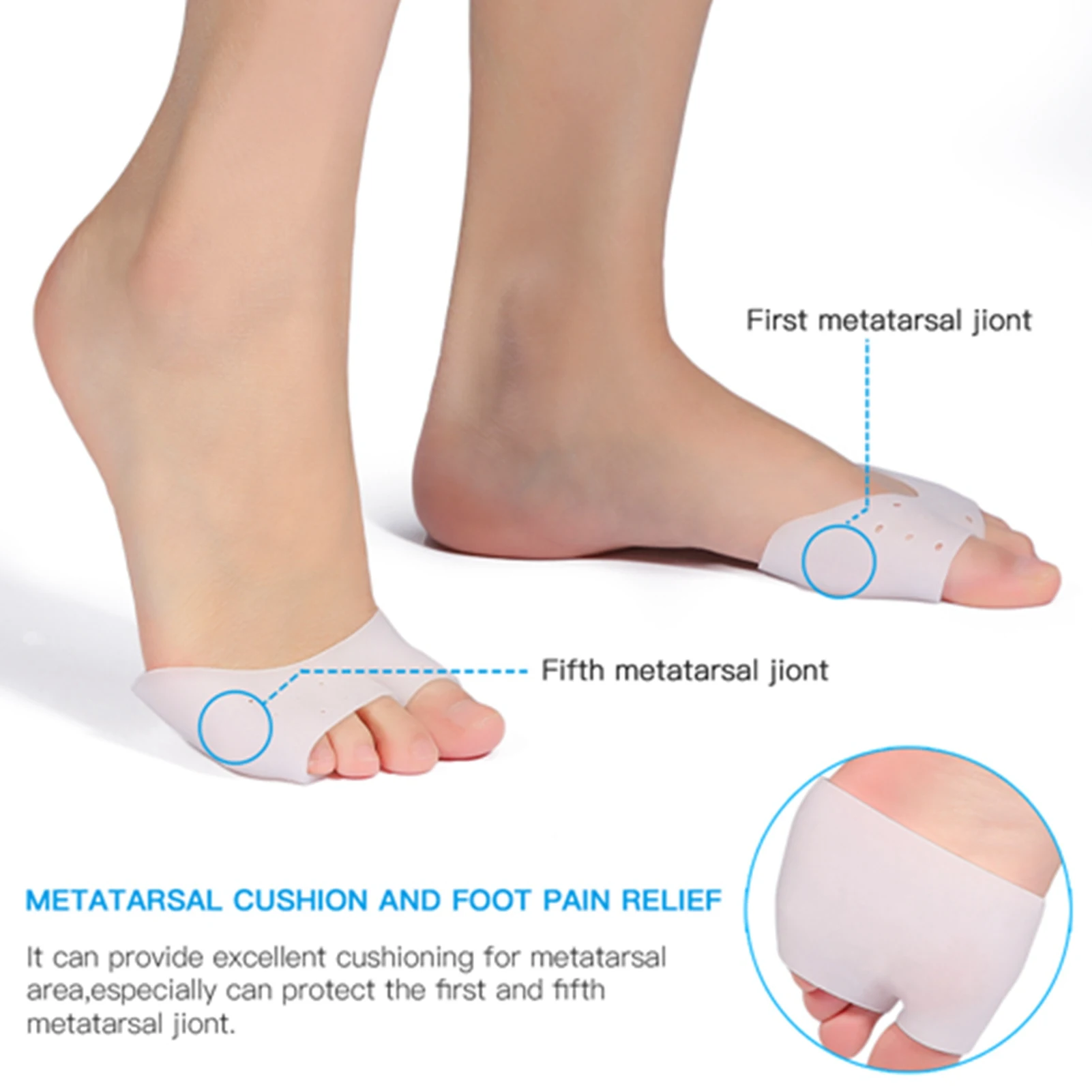 Toe Protective Cover 1 Pair Silicone Foot Toe Cushion Pad Protective Sleeve for Walking