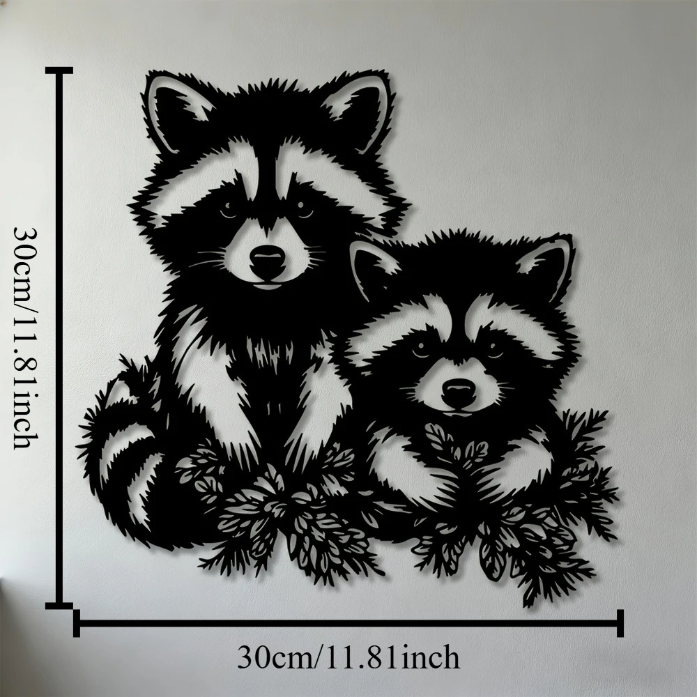 CIFBUY Metal Wall Art Raccoon Family Iron Hanging Decor for Living Room Bedroom Nursery Cute Home Decoration
