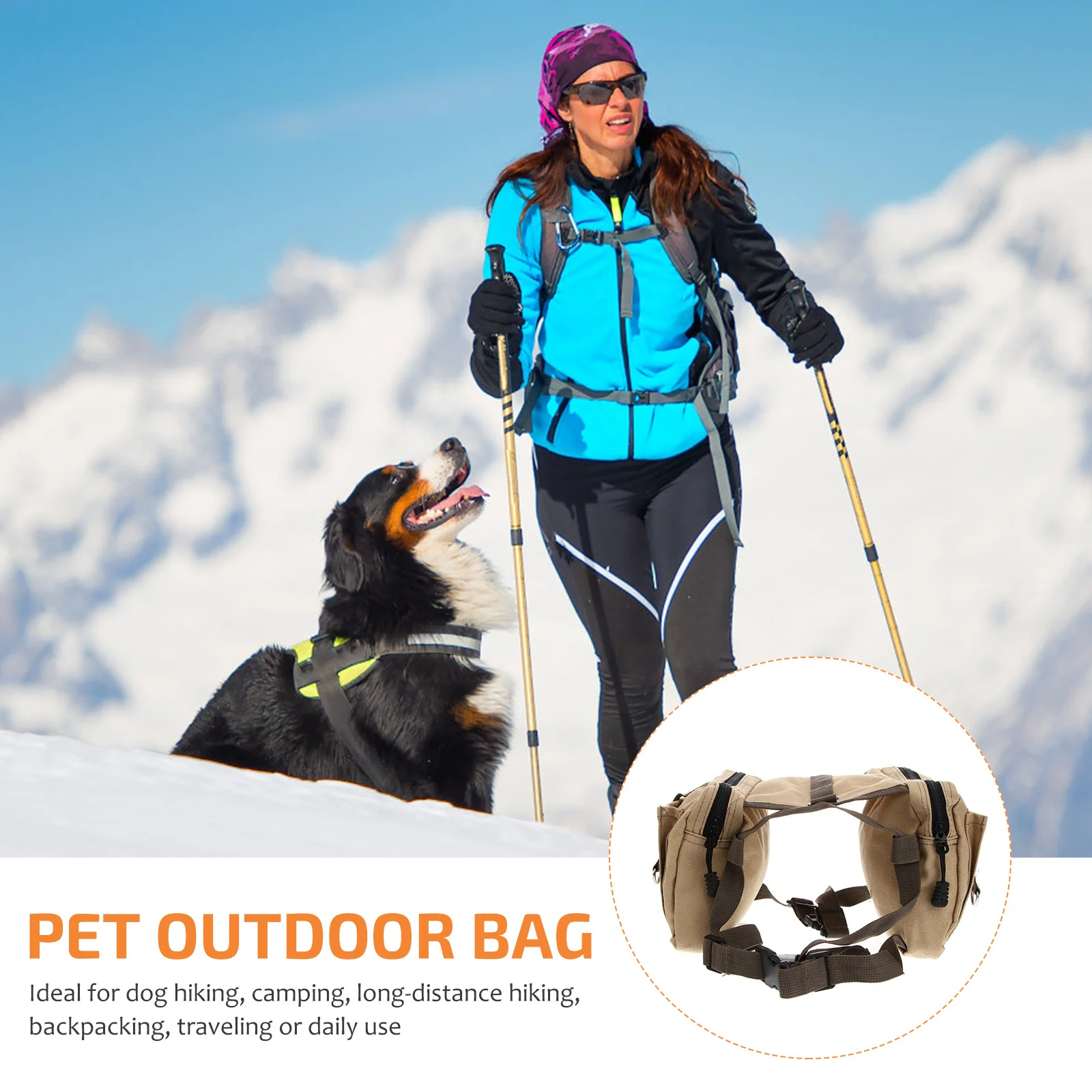 

Hound Hiking Backpack Saddle Bag for Dogs Medium Large Size Khaki Breathable Lightweight Dog Travel Camping Walking Rucksack