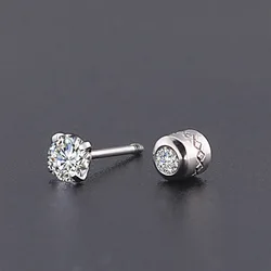 1Pair Punk Stainless Titanium Steel Needle Double Side Zircon Crystal Stud Earrings for Men Women 20G Bar piercing studs