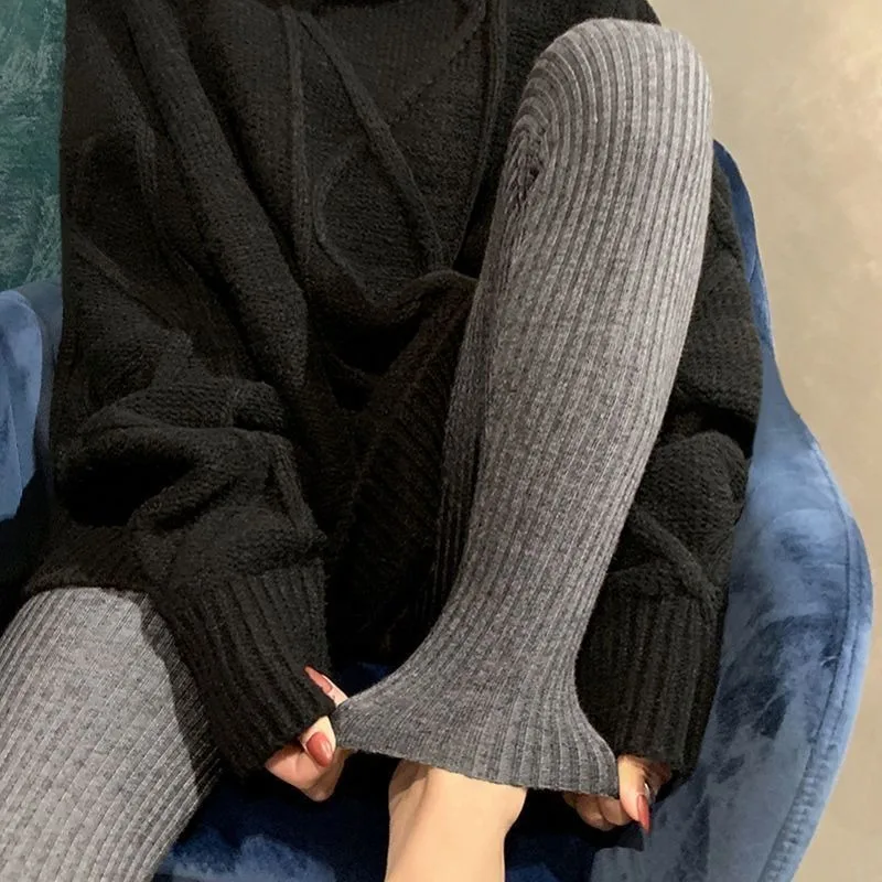 Leggings de malha nova fina/grossa 2025 para mulheres no outono e inverno calças de malha espessadas e emagrecedoras roupas femininas