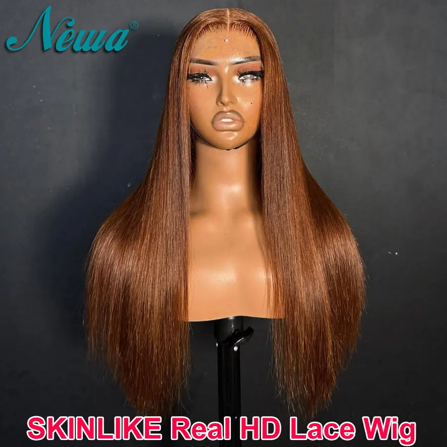 

Newa Hair Straight copper brown Color Glueless HD Lace Closure Wig Pre Plucked Natural Hairline 13x6/13x4 HD Lace Frontal Wigs