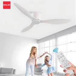IRALAN 42inch/52inch Ceiling Fan without Light,6-Speed Reversible,Timer,Outdoor Bedroom Living Room-White/Black/Wood