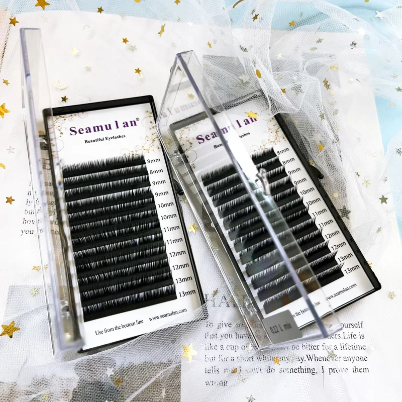 

Seamulan L LC L+ Eyelash Extension Faux Mink Eyelashes Individual Eyelash Lashes Natural Matte Black Korea Silk Lash Extension