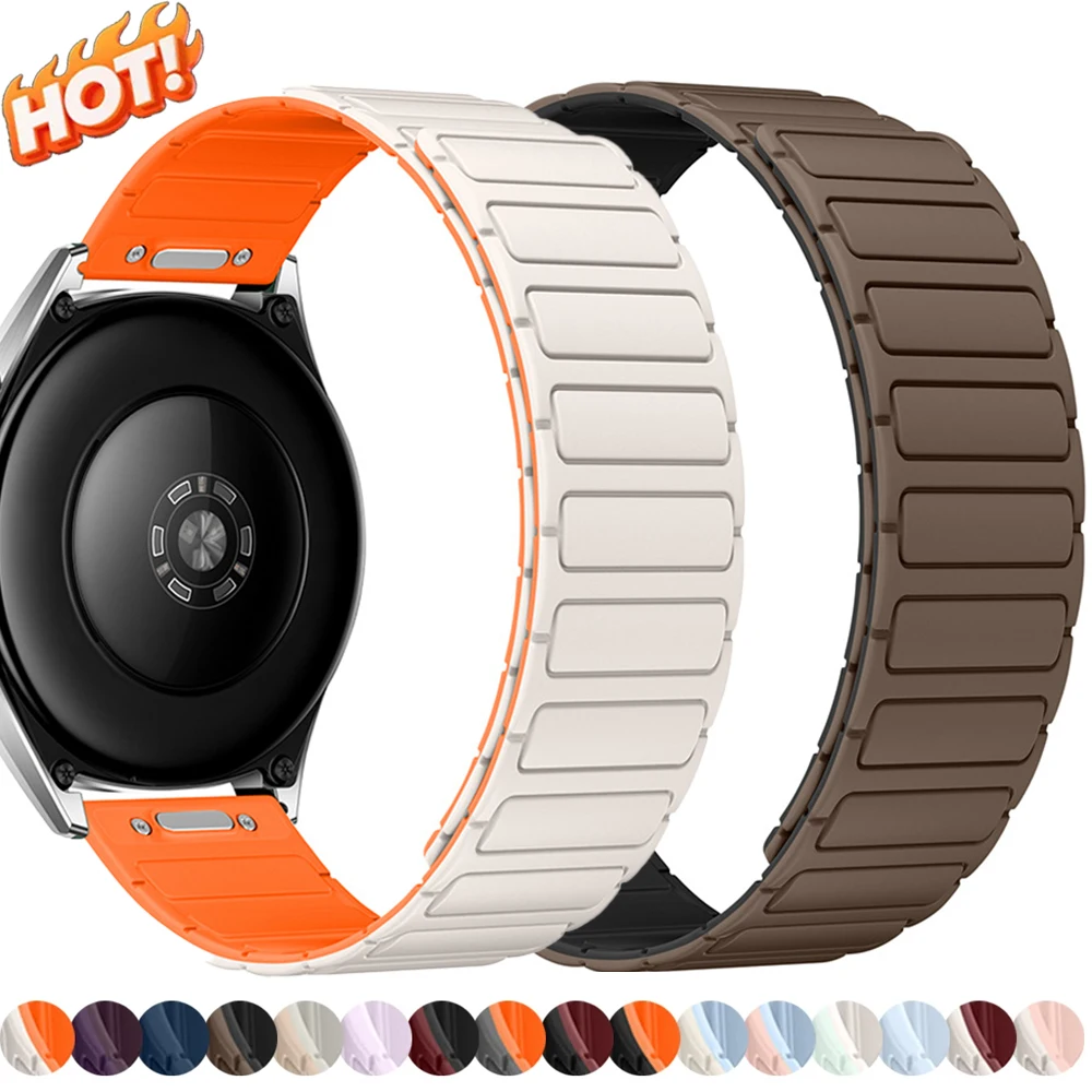 18/22MM Magnetic Silicone Band for Huawei Watch GT 7/6/5/4/Pro 46MM Sport Two Tone Strap for Huawei Watch GT5/6/4/5Pro 41mm 42mm