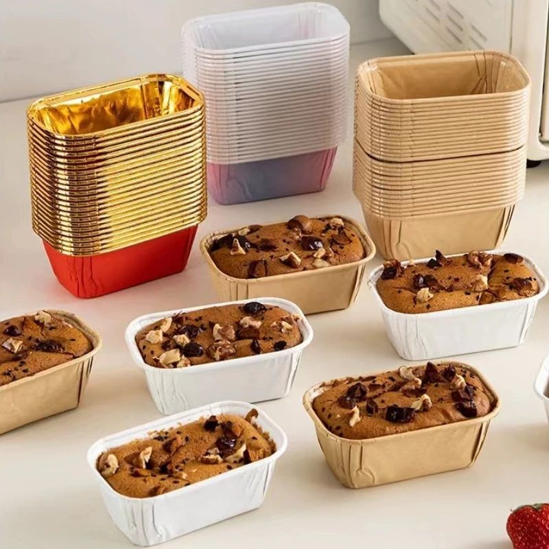 

50 шт. прямоугольные чашки для торта, маслостойкий картон, мини-коробка для хлеба и кексов, контейнер для выпечки, хлеба, чашки, десерты