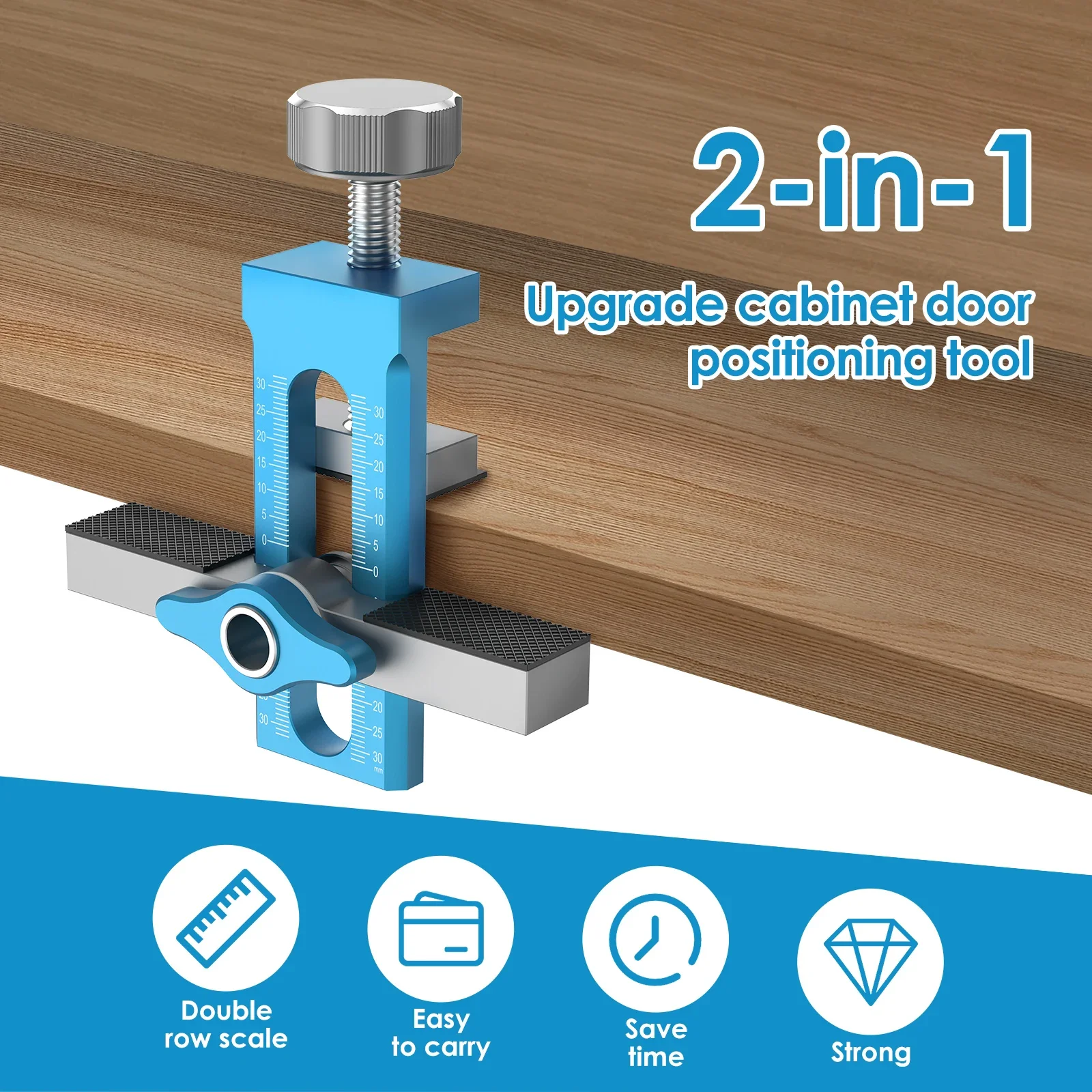 Cabinet Hardware Jig  Aluminium Alloy Rust Resistant Anti Deformation Wood Drilling Positioning Aid With Bidirectional Scale