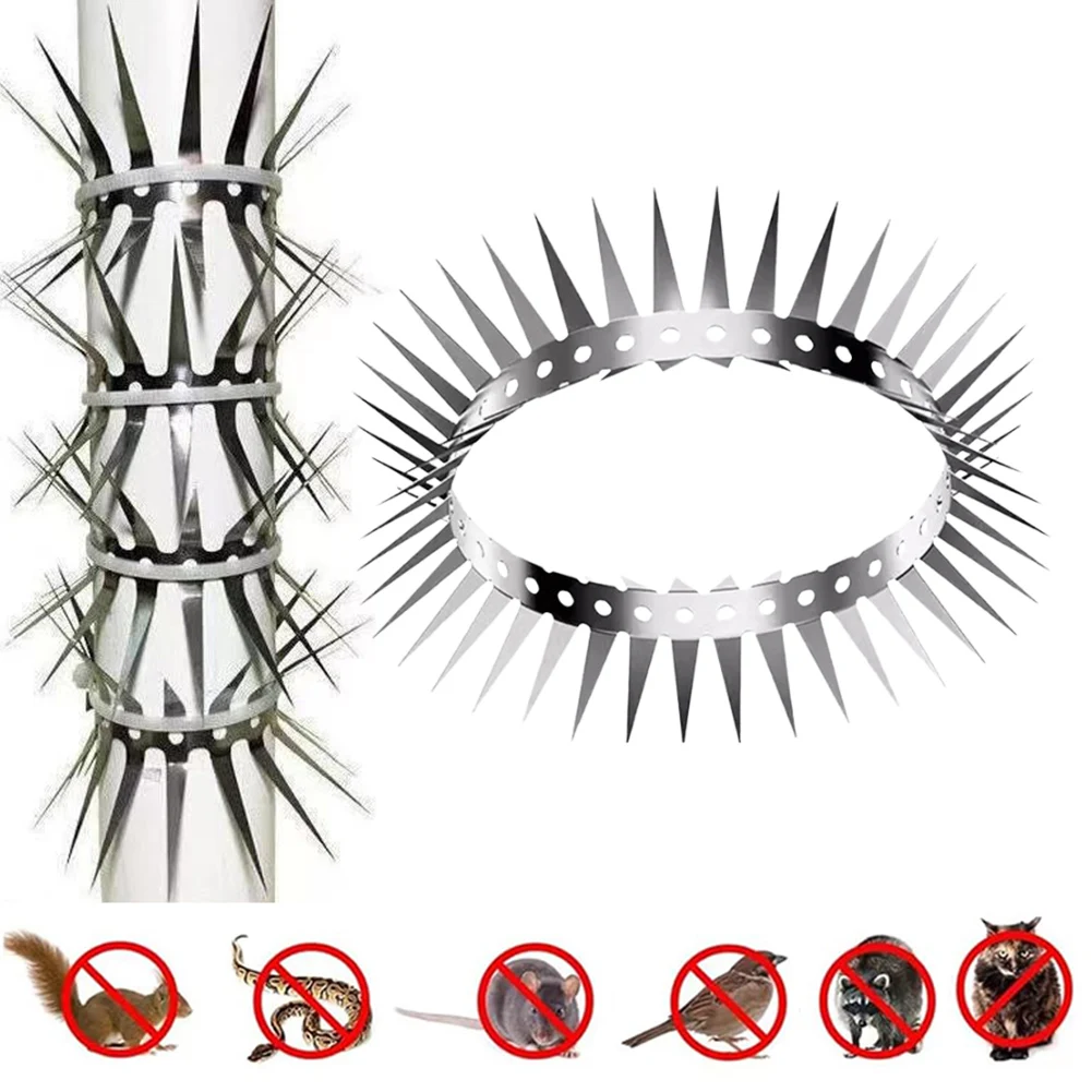 Bird Spikes Stainless Steel Pigeon Spikes with Gloves Spikes Repeller Keep Birds Squirrel Raccoon Rat Away for Garden Lawn Pipe