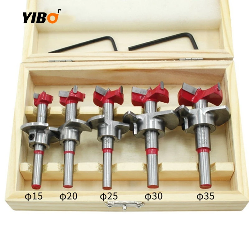 15-35mm Woodworking Carbide Drill Bits Set Hinge Hole Opener Positioning Hole Saw Kit Adjustable