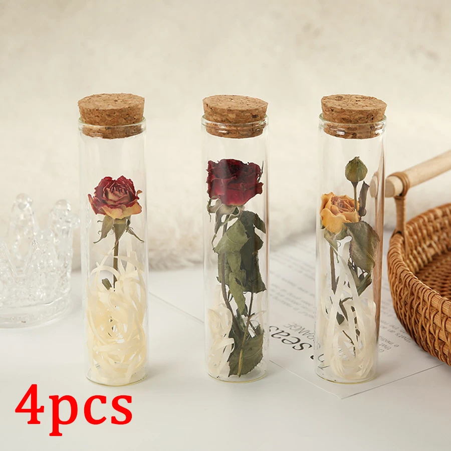 Rose real dried flower test tube specimens, candle making dried flower accessories, baby\'s breath wishing bottle decoration orna