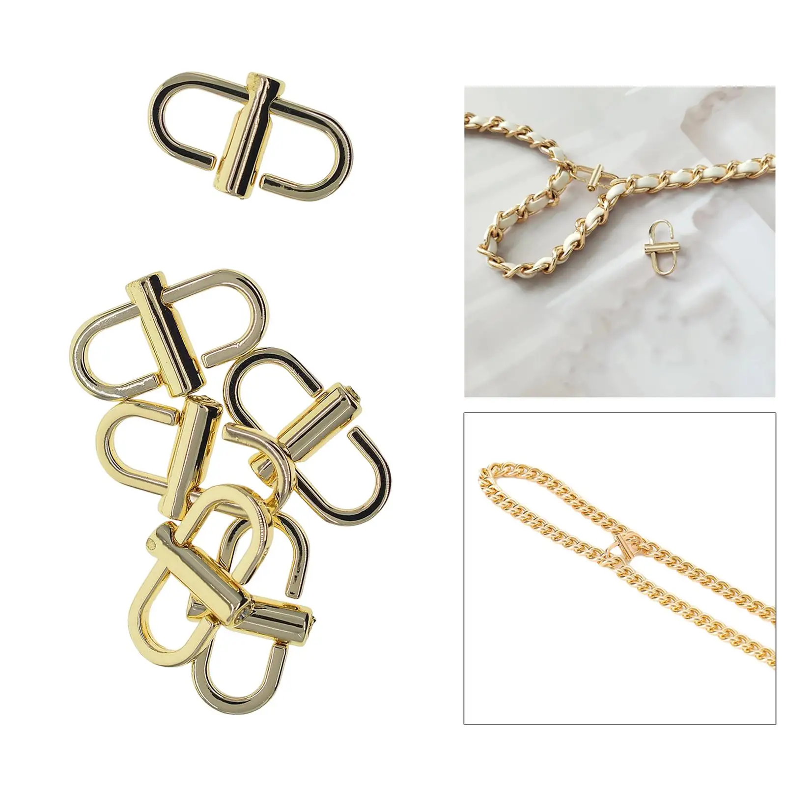 Adjustable Metal Buckles Chain Strap Shortener for Handbag Purse Backpack Length Adjuster Durable Hardware view 4