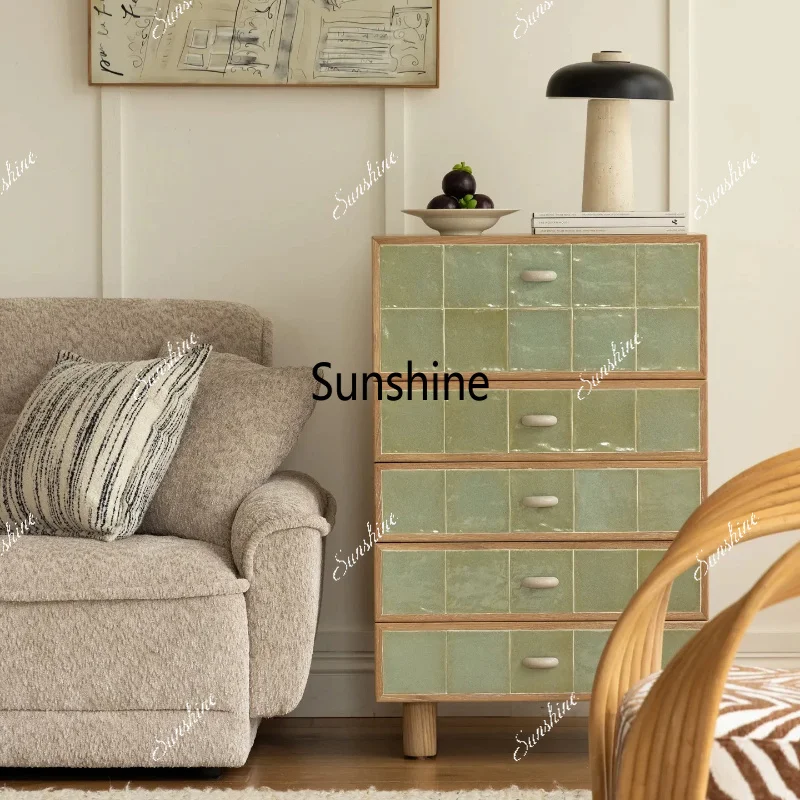 Household solid wood chest, sofa simple side cabinet, living room entrance cabinet