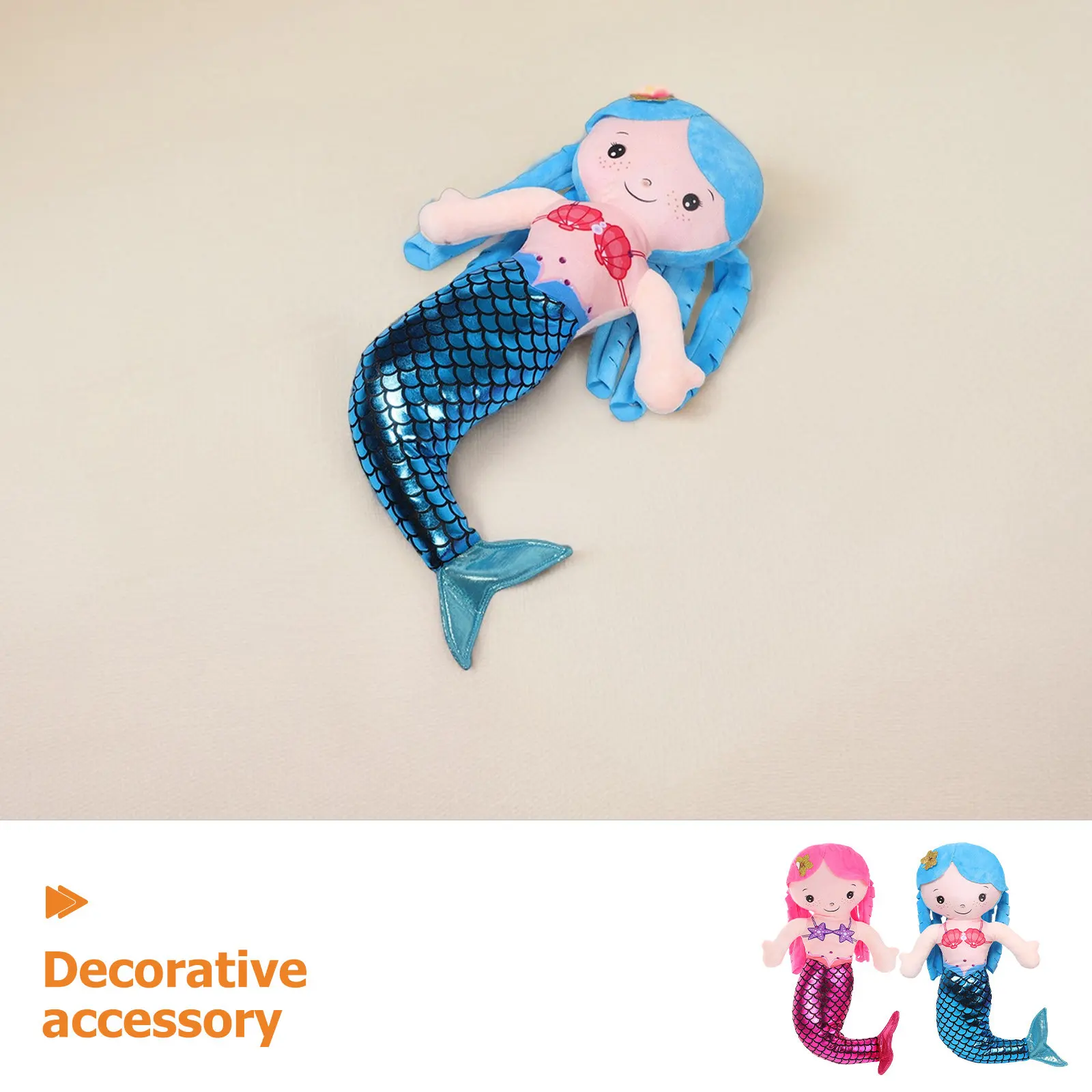 2Pcs Mermaid Pillows for Girls Soft Stuffed Cartoon Ocean Animal Decorative Throw Pillow for Kids Comfort Birthday Gift