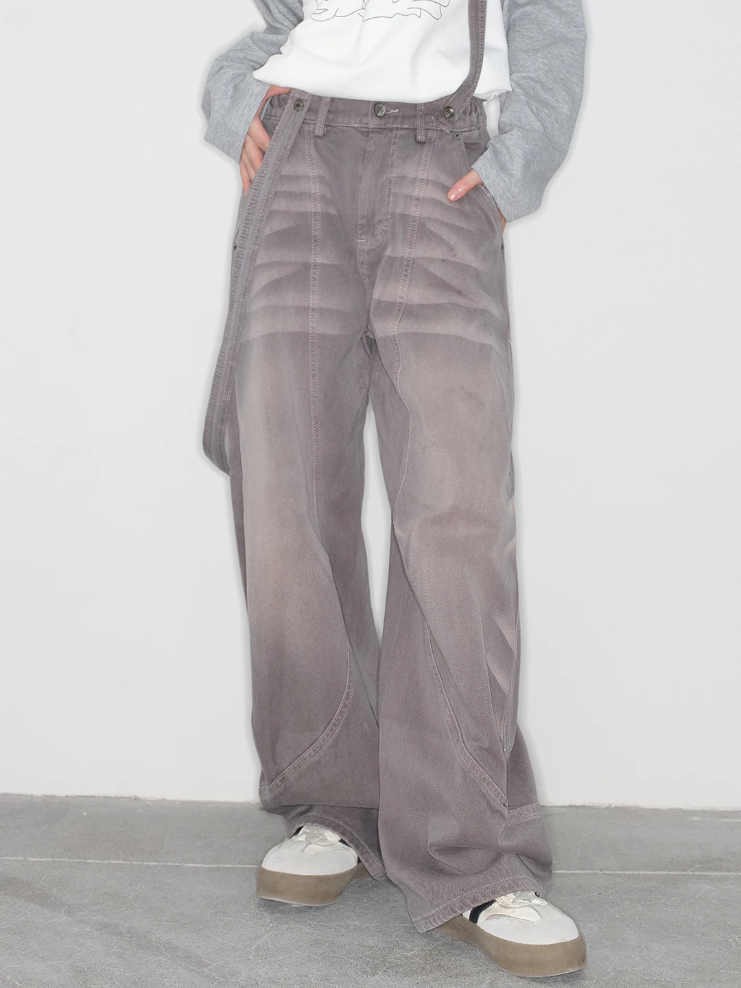 

Американские джинсы из выцветшего денима для женщин, весенне-осенние, свободные, прямого кроя, длинные брюки, повседневные хлопковые штаны