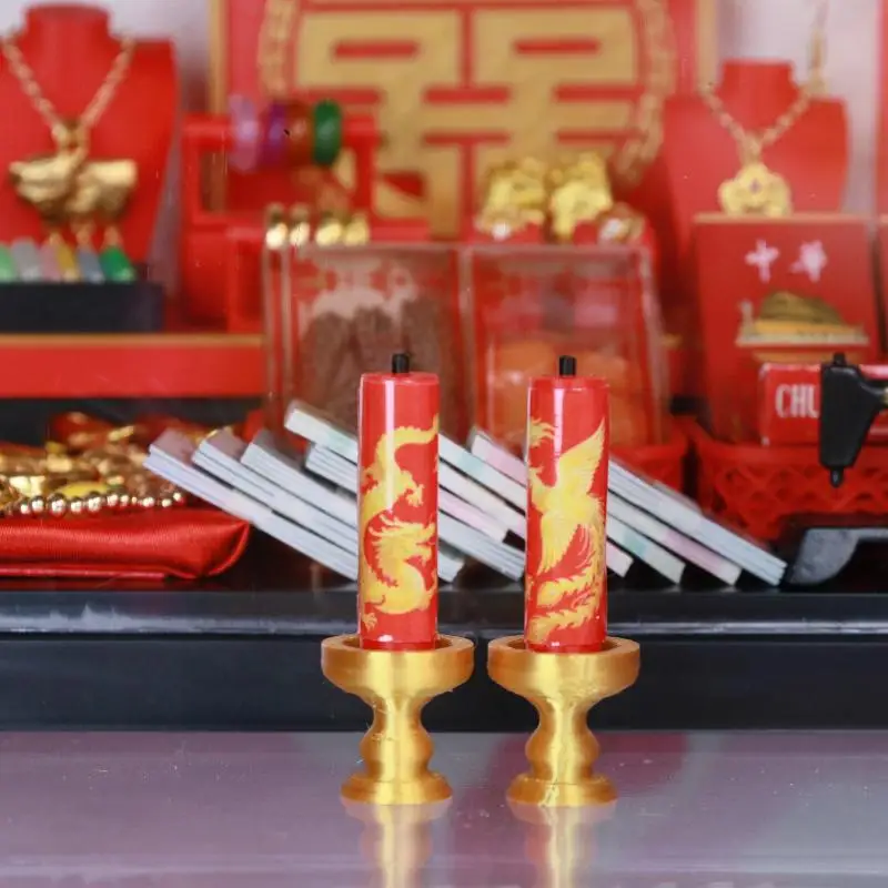 

1 пара аксессуаров для кукол: модель для игры в домик, подсвечник для кукольного домика в масштабе 1:12, миниатюрный подсвечник с драконом и фениксом, детская игрушка